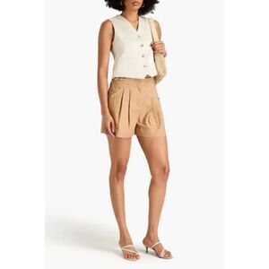 Veronica Beard Tan Tailored Shorts with Contrast Stitching – Size 10